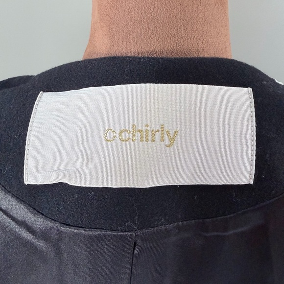 Ochirly  Chic Black Floral 4/5 Sleeve wool coat embroidery fit S - Picture 7 of 16